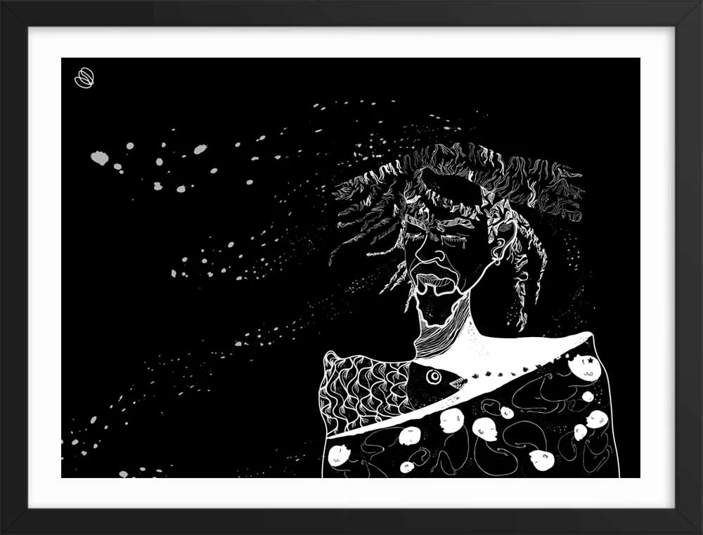 X Alfonso - Wall Art - Digital illustration - Framed Black